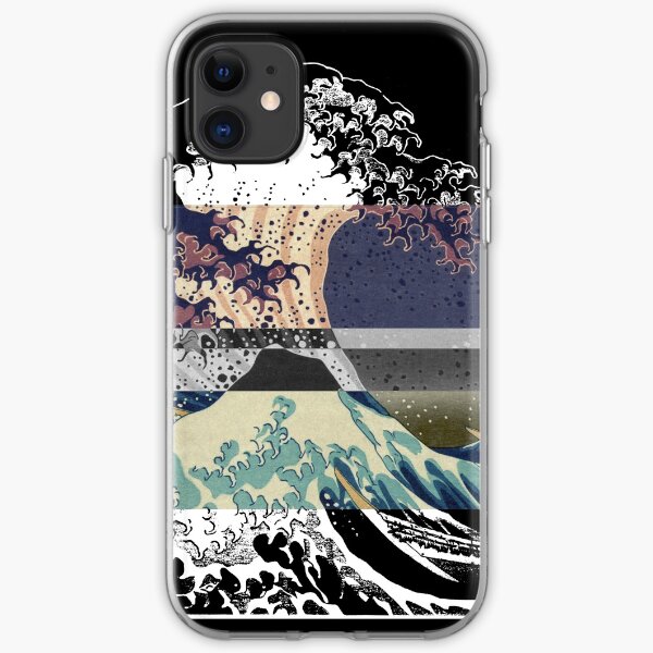 the great wave color glitch iPhone Soft Case