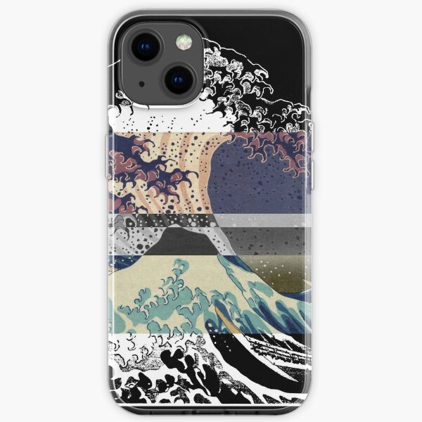the great wave color glitch iPhone Soft Case