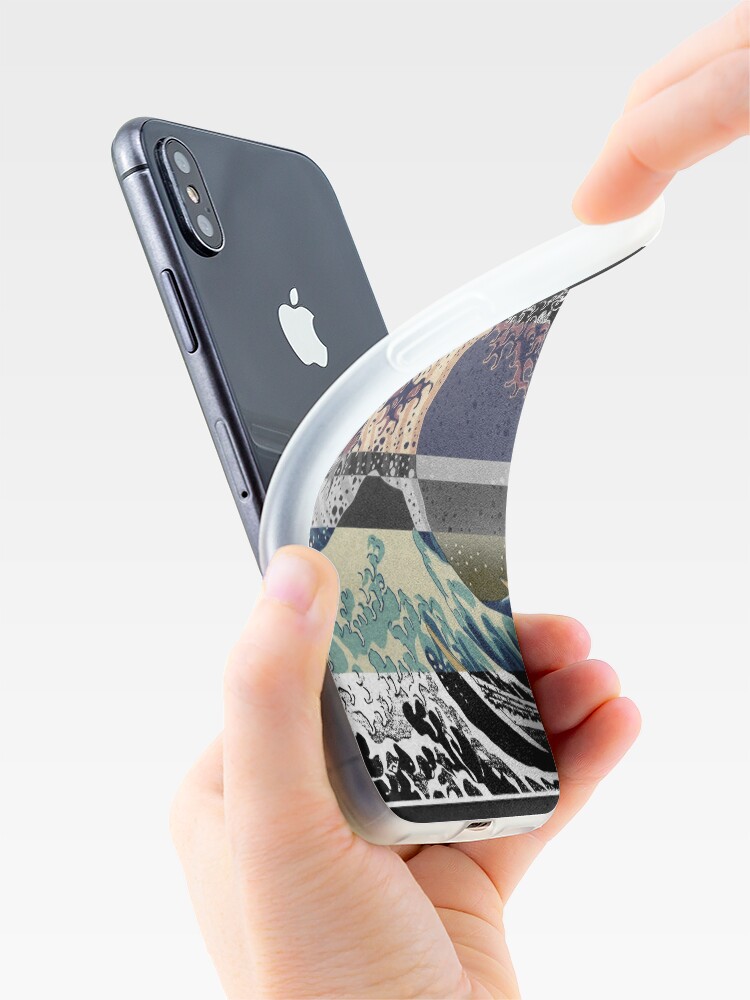 Alternate view of the great wave color glitch iPhone Case & Cover