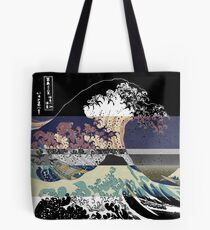 the great wave color glitch Tote Bag