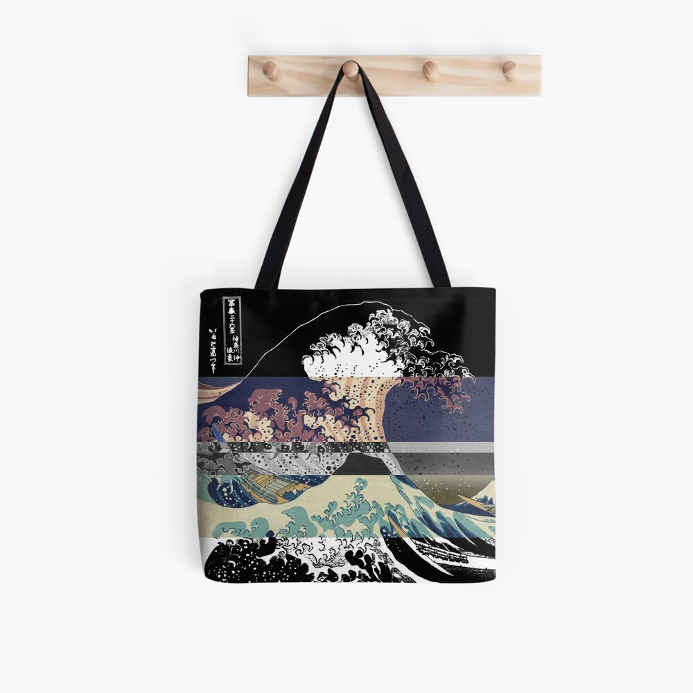 the great wave color glitch Tote Bag