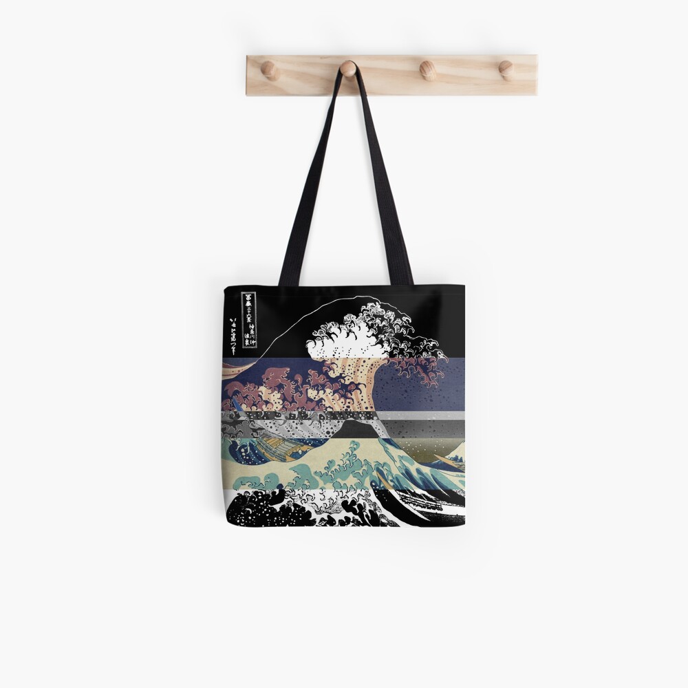 the great wave color glitch Tote Bag