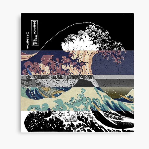 the great wave color glitch Canvas Print