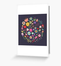 Bright Colored Flowers Floral Design Pattern Background Greeting Card