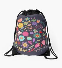 Bright Colored Flowers Floral Design Pattern Background Drawstring Bag