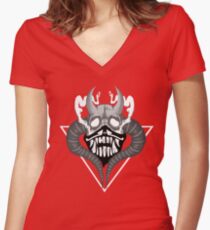 Oni Skull Wht Women's Fitted V-Neck T-Shirt