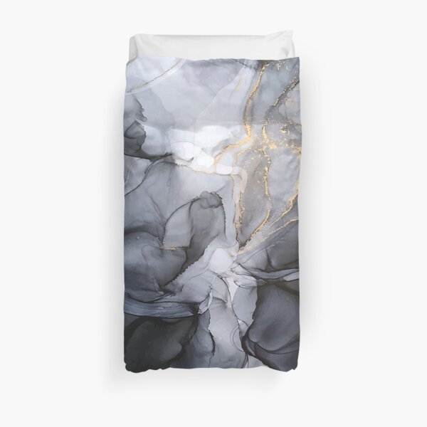Calm but Dramatic Light Monochromatic Black & Grey Abstract Duvet Cover