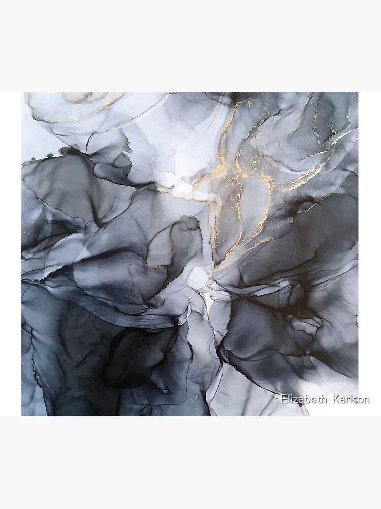 Thumbnail 2 of 2, Duvet Cover, Calm but Dramatic Light Monochromatic Black & Grey Abstract designed and sold by Elizabeth Karlson.