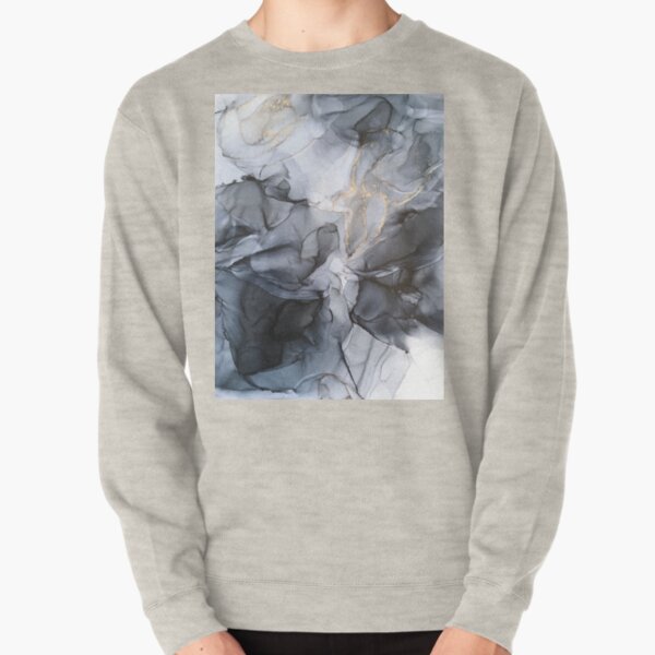 Calm but Dramatic Light Monochromatic Black & Grey Abstract Pullover Sweatshirt