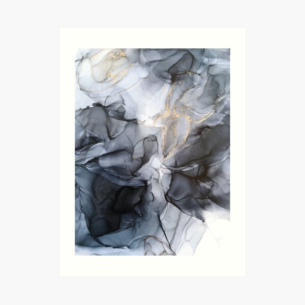 Calm but Dramatic Light Monochromatic Black & Grey Abstract Art Print