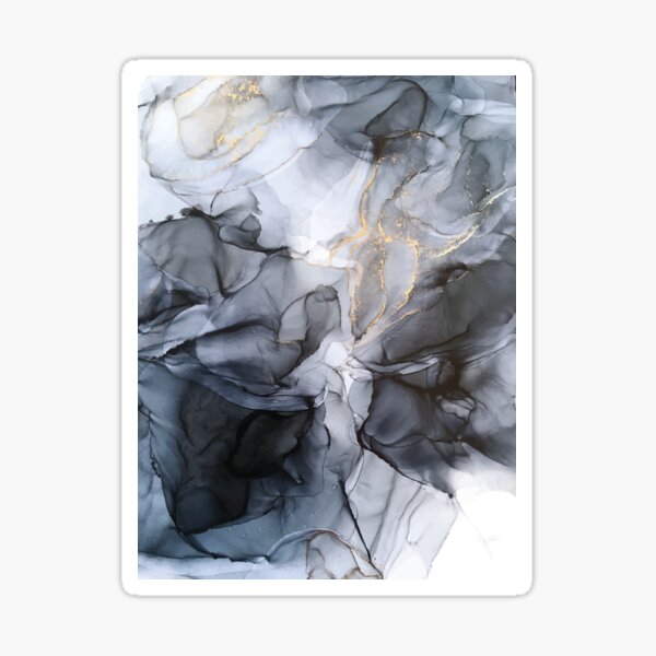 Calm but Dramatic Light Monochromatic Black & Grey Abstract Sticker