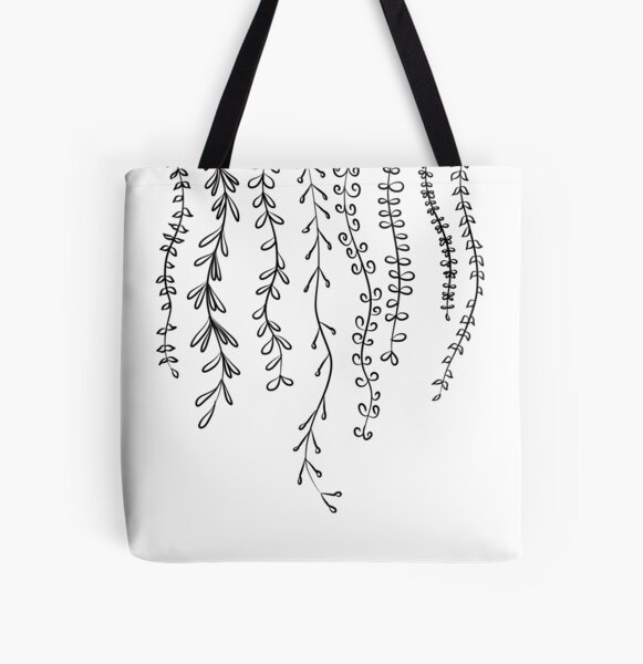 Black Floral Drawing Tote Bag Simple Modern Functional -  Norway