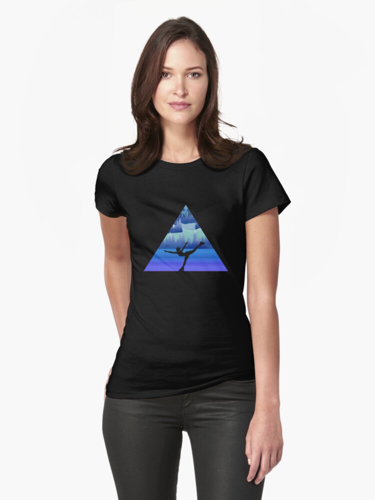 Thumbnail 1 of 3, Fitted T-Shirt, Figure Skating Female Ice Skater Silhouette Gift designed and sold by Basti09.