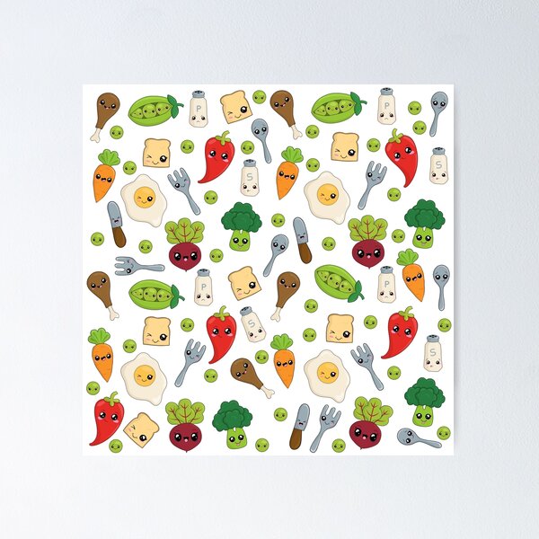 Item preview, Cute Kawaii Food Pattern designed and sold by ValentinaHramov.