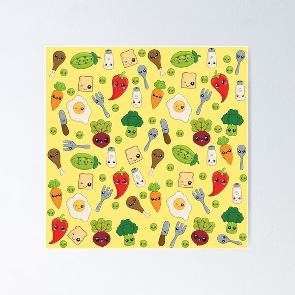 Item preview, Cute Kawaii Food Pattern designed and sold by ValentinaHramov.