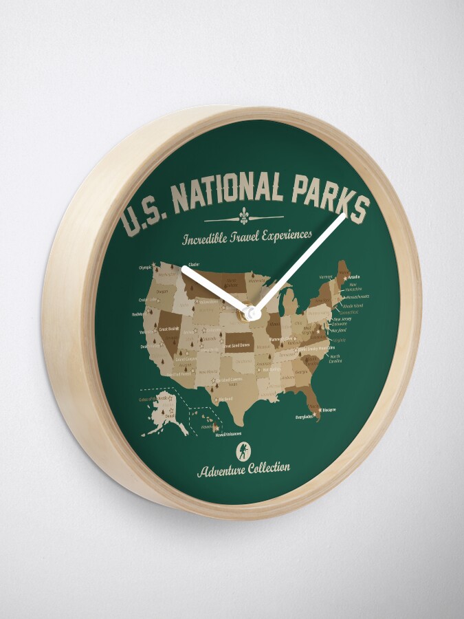 Alternate view of US National Parks Map Adventure Collection Hiking Camping Lover Gift Clock