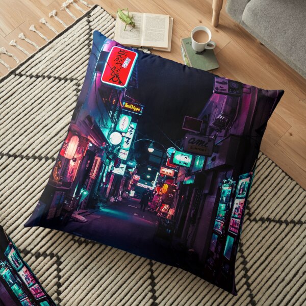 Late Night in Shinjuku's Golden Gai Floor Pillow