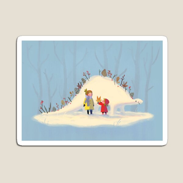 Snowy Stegosaurus Magnet