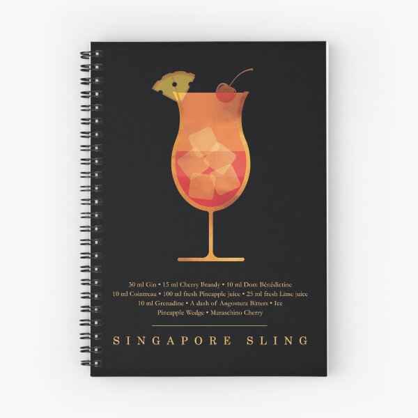 Artikelvorschau, Singapore Sling - Cocktail - Klassische Cocktails-Serie - Schwarz und Gold - Modernes, minimalistisches Dekor entworfen und verkauft von Studio Grafiikka.