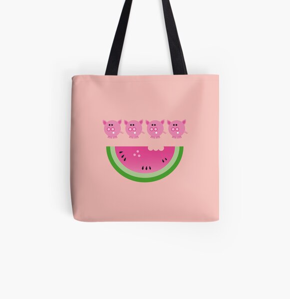 pigs love watermelon All Over Print Tote Bag