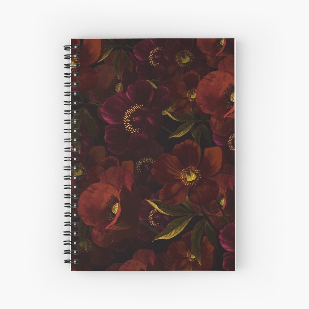 Poppies at night Spiral Notebook