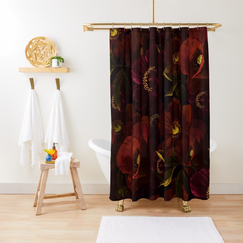 Poppies at night Shower Curtain