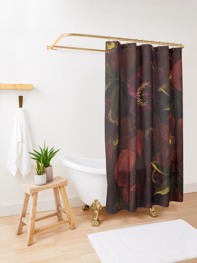 Alternate view of Poppies at night Shower Curtain