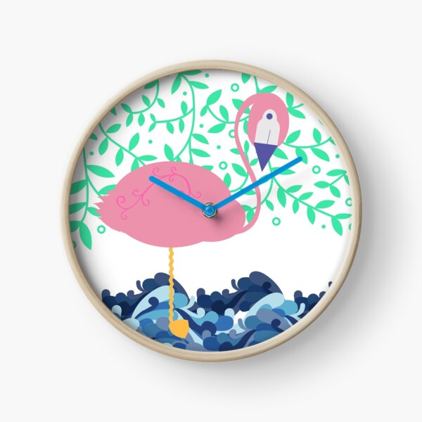 Flamingo in water Clock