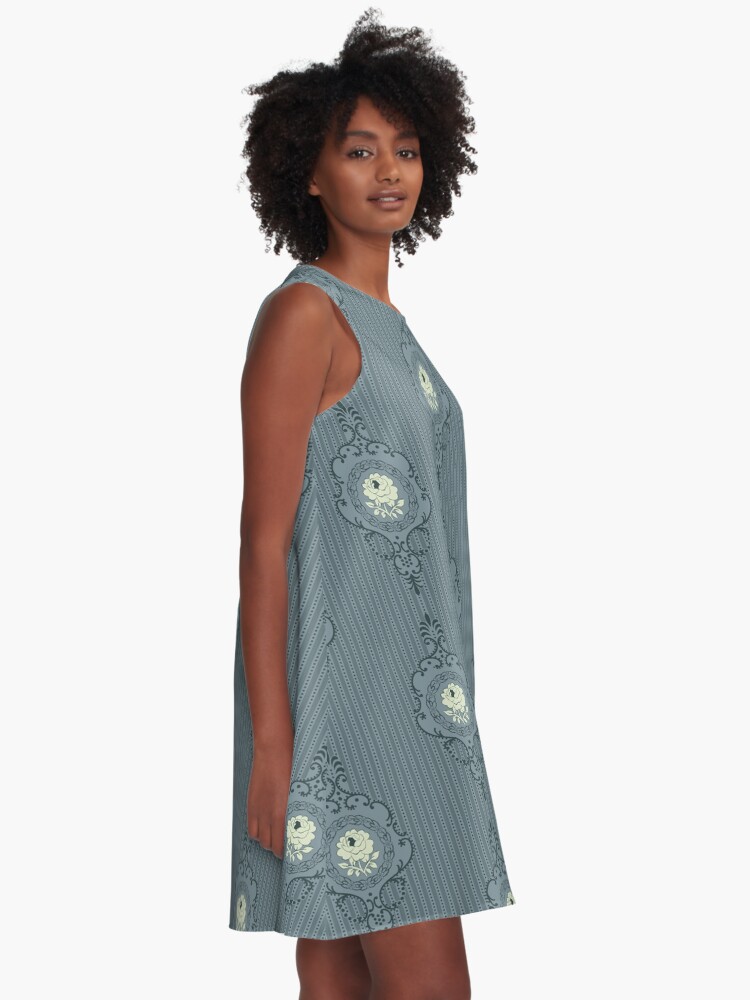 Alternative Ansicht von Barock Tapete in Blau A-Linien Kleid