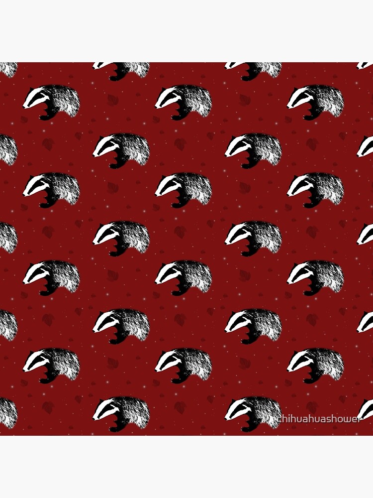 Badger print in red by chihuahuashower