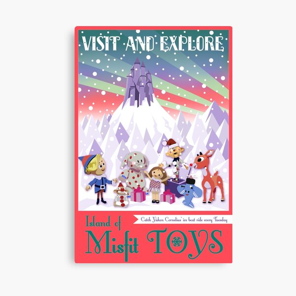Item preview, Island of Misfit Toys - Rudolph Vintage Style Travel Poster designed and sold by BoyPilot Goods.