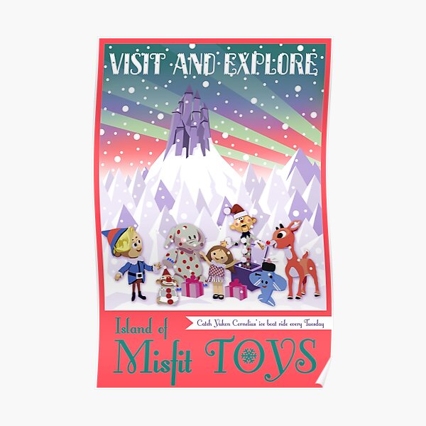 Island of Misfit Toys - Rudolph Vintage Style Travel Poster Poster