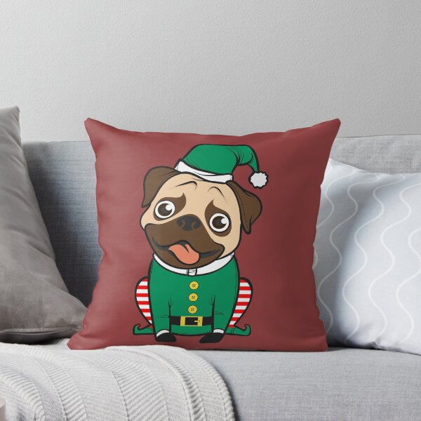 Item preview, Cute Pug Wearing Green Elf Costume For Christmas designed and sold by James Crowe.
