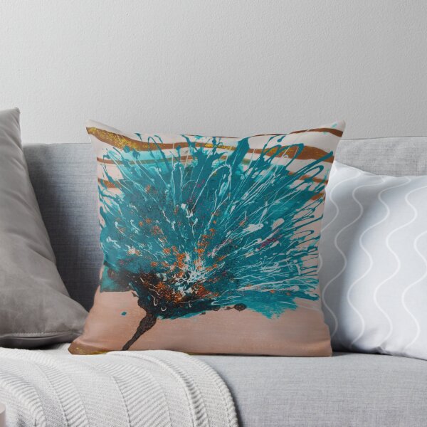 Item preview, Turquoise golden flower paint splash designed and sold by joshuayule.