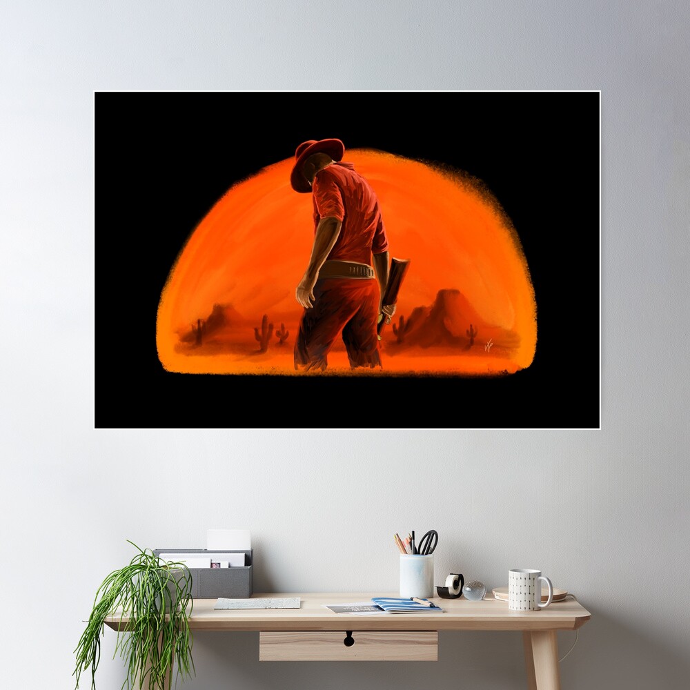 Western Cowboy Sunset Poster