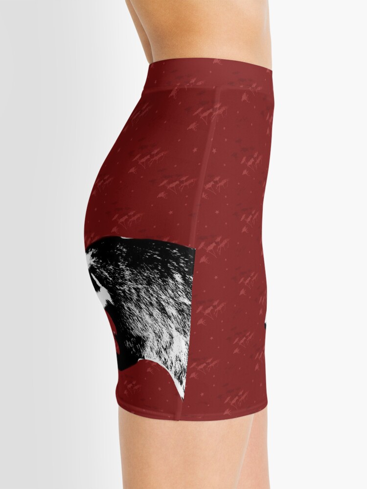 Alternate view of Badger on botanical red pattern Mini Skirt