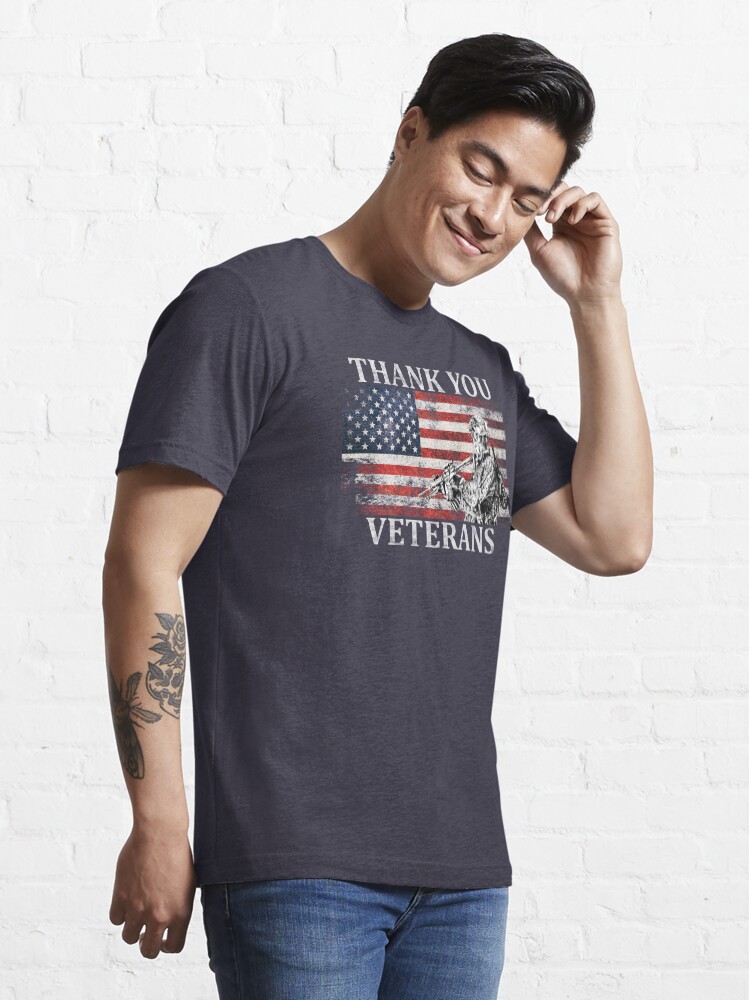 Alternate view of American Flag Thank You Veterans Veteran's Day Soldier Shirt Gear Essential T-Shirt
