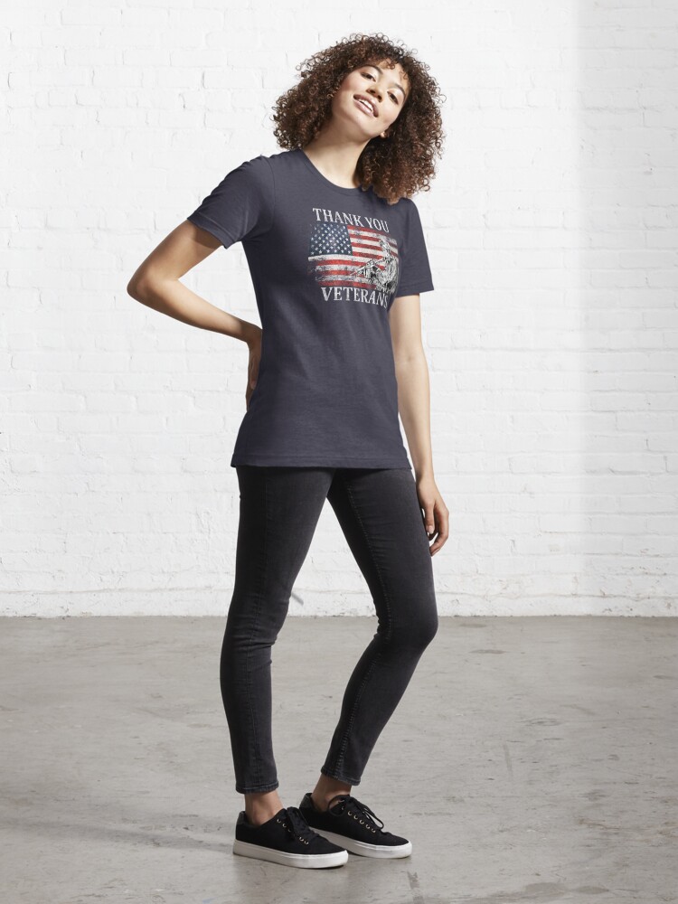 Alternate view of American Flag Thank You Veterans Veteran's Day Soldier Shirt Gear Essential T-Shirt