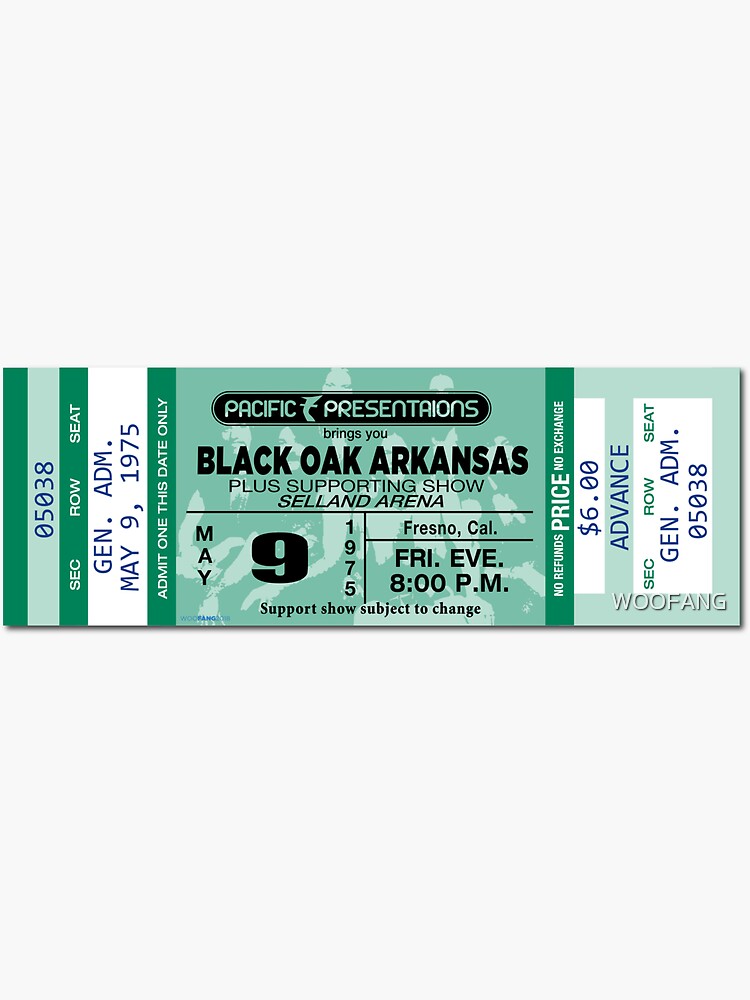 "CLASSIC ROCK CONCERT TICKETS BLACK OAK ARKANSAS" Sticker for Sale by