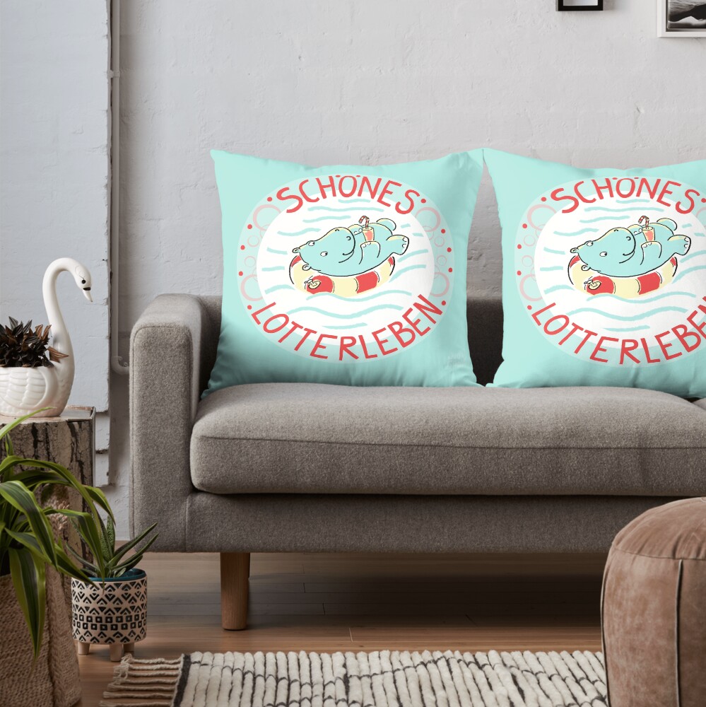 NILPFERD im Schwimmreif - Logo Dekokissen