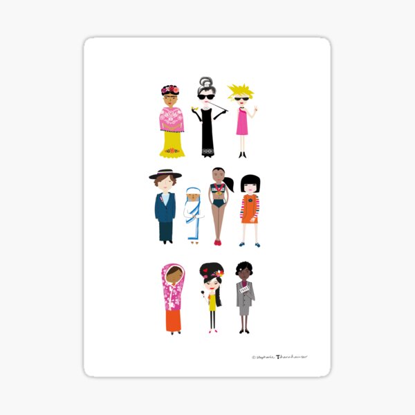 Strong women group on white Sticker