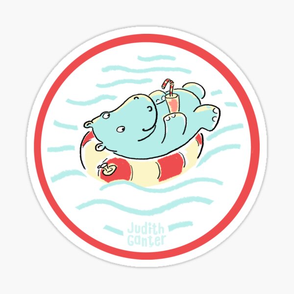Nilpferd im Schwimmreif - Logo Sticker