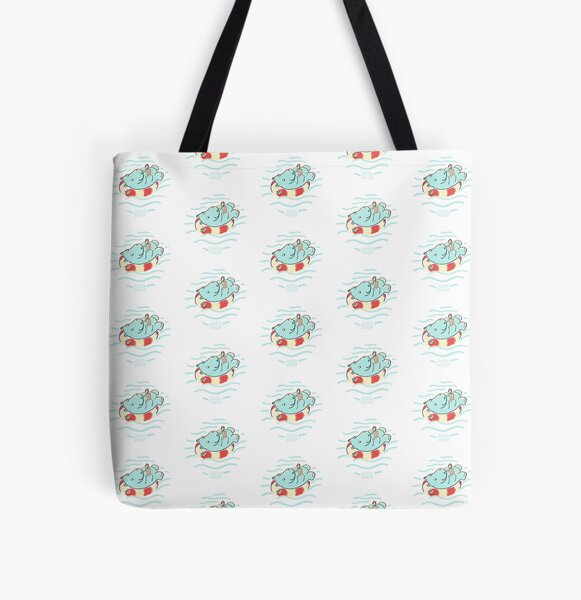 Nilpferd im Schwimmreif - Muster Allover-Print Tote Bag