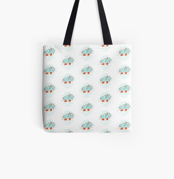 Nilpferd im Schwimmreif - Muster Allover-Print Tote Bag