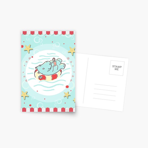 Nilpferd im Schwimmreif - Markise Postkarte