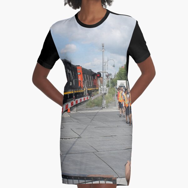 #Train, #railway, #railroad, #locomotive, #station, #transportation, #transport, #rail, #travel, #track, #engine, #diesel, #red, #platform, #old, #steam, #traffic Graphic T-Shirt Dress