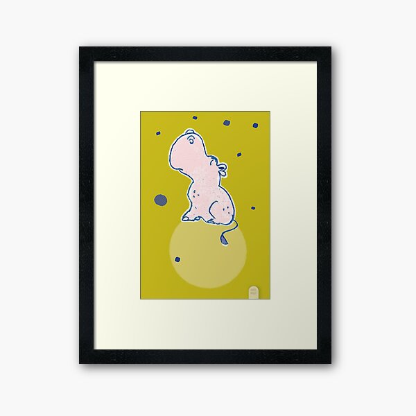 Nilpferd, Flusspferd - grün solo Gerahmter Kunstdruck