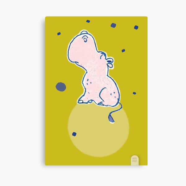 Nilpferd, Flusspferd - grün solo Leinwanddruck