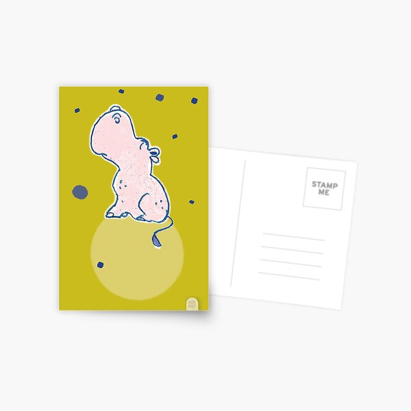 Nilpferd, Flusspferd - grün solo Postkarte
