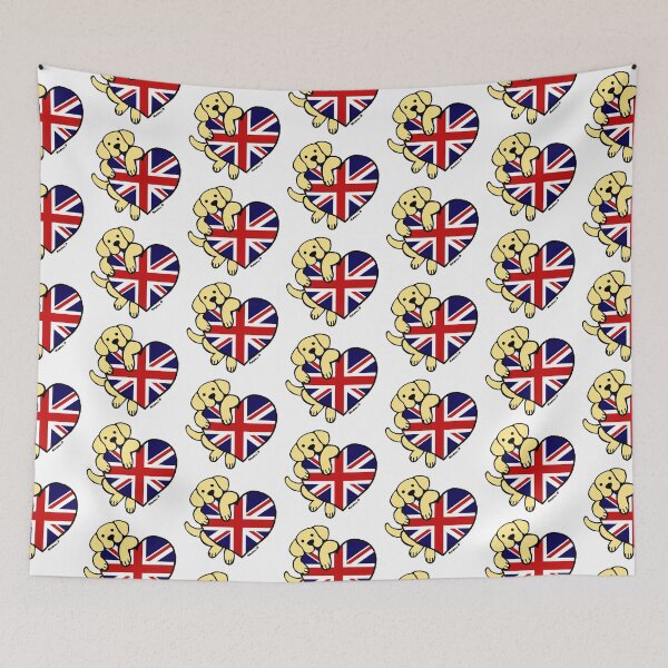 Item preview, Union Jack British Heart Yellow Labrador  designed and sold by HappyLabradors.